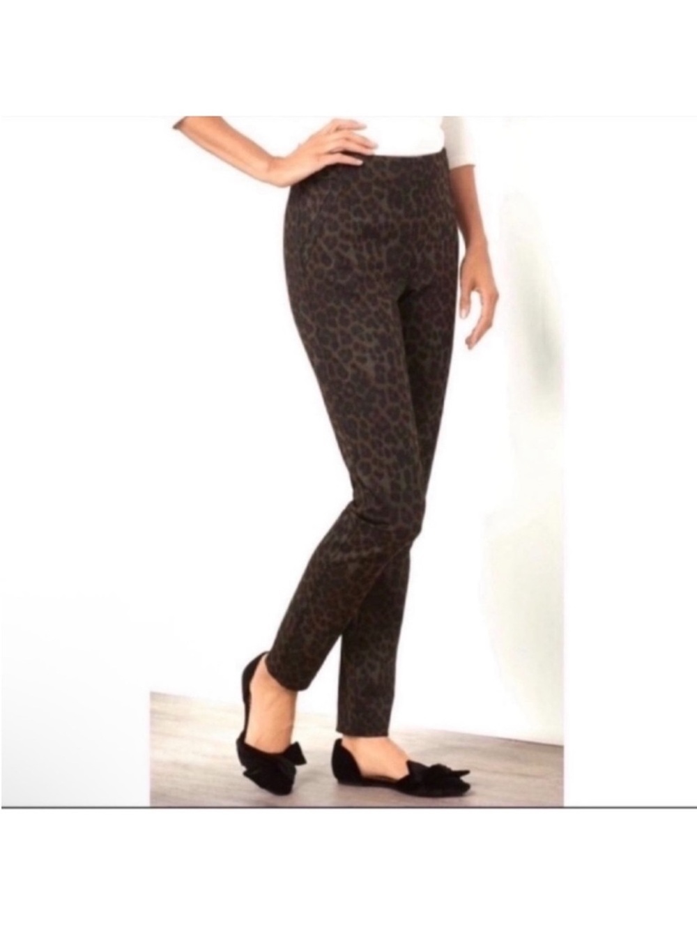 Soft Surroundings Onca Ponte leopard High Rise Pants/Legging Sz XS pull on